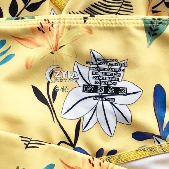 Zyia Reflective Light n Tight High Rise Leggings Yellow Floral 8/10 - Picture 10 of 13